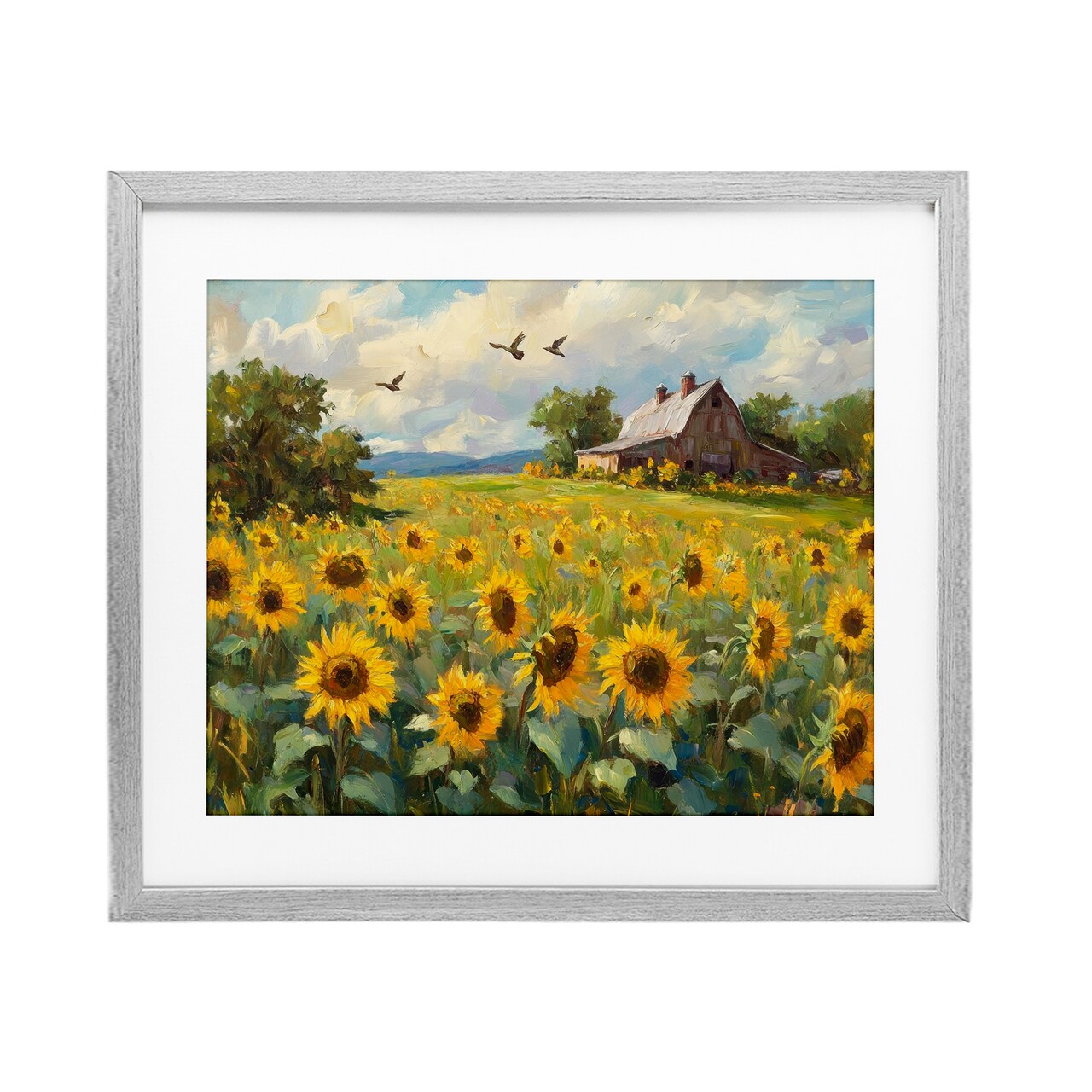 Stupell Industries Sunflower Farm Floral Field Framed Print Under Glass, design by Petal Prints Design